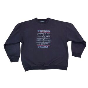 VTG Big Dog Sweatshirt Mens Crewneck Funny Graphic Rules Blue L